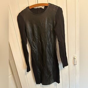 Wilfred aritzia small Black pleather Mini bodycon Long Sleeve dress